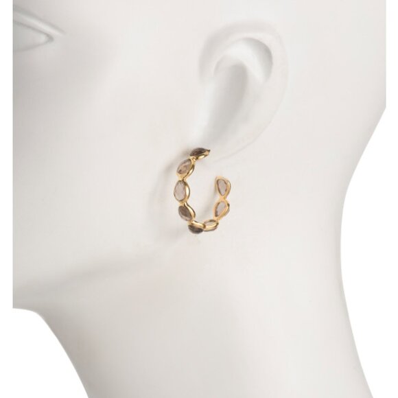 SHAANTI JEWELS Made In India 14kt Gold Plated Smoky Topaz Earrings - Picture 2 of 2